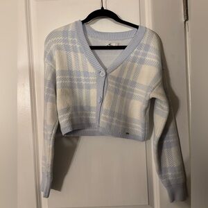 Hollister Purple and White Plaid Cardigan